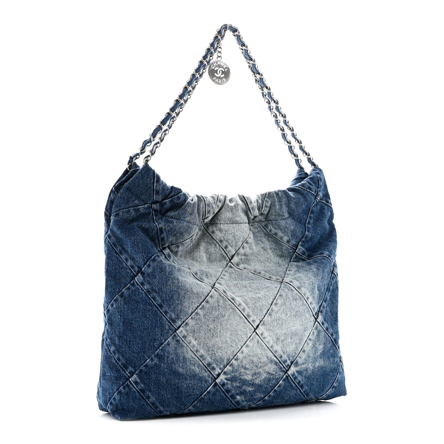 Denim Quilted Chanel 22 Blue