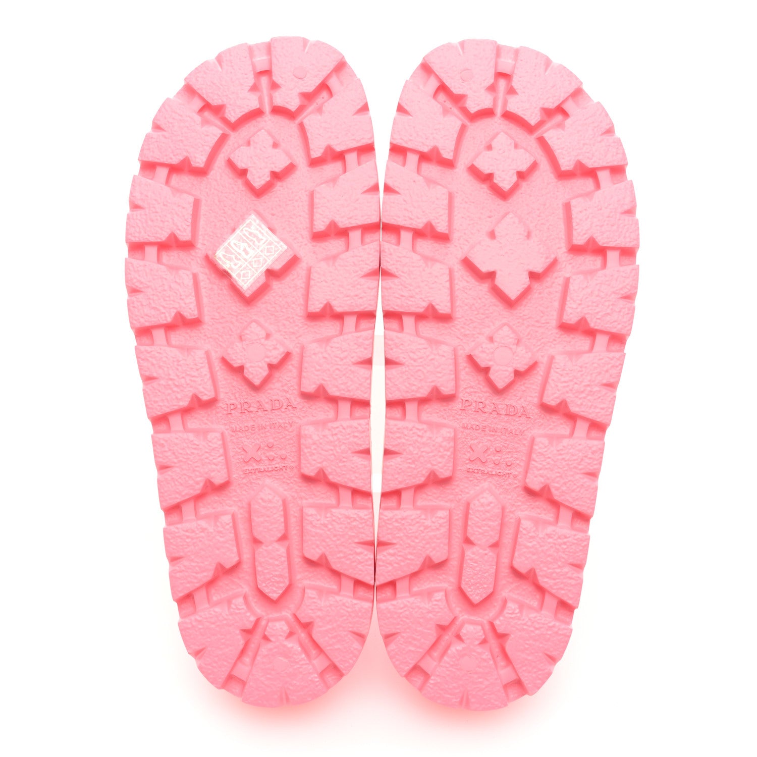 Prada EVA Rubber Triangle Logo Embossed Womens Lug Sole 20mm Slide Sandals 37 Begonia 5 of 8