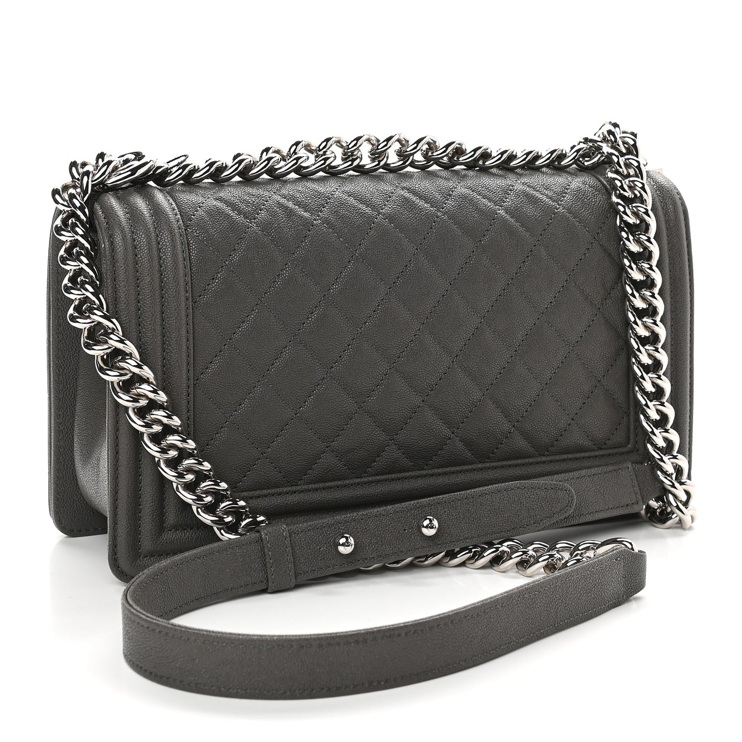 Caviar Quilted Medium Boy Flap Grey