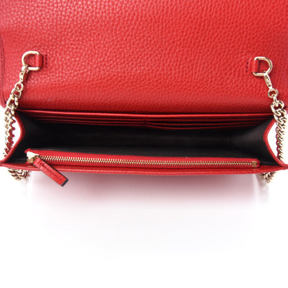 Gucci Pebbled Calfskin Soho Wallet on Chain Hibiscus Red 5 of 10