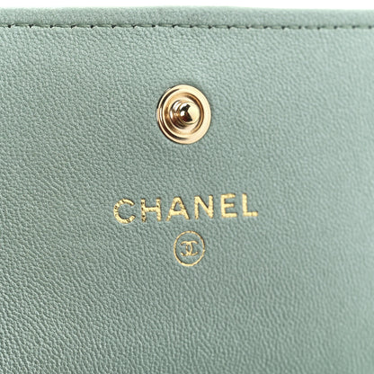 Chanel Lambskin Quilted Chanel 19 Flap Card Holder Light Green 6 of 13