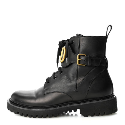 Valentino Garavani Calfskin Womens VLOGO 35mm Combat Boots 38.5 Black 1 of 9