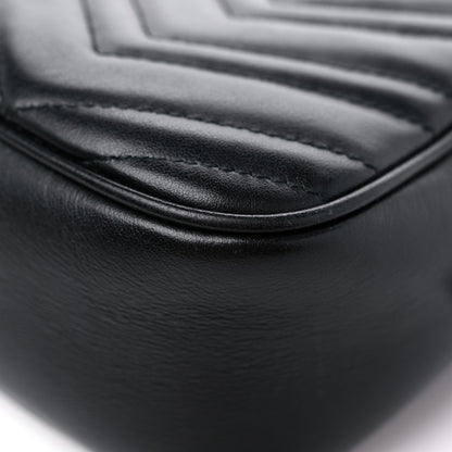 Gucci Calfskin Matelasse Small GG Marmont Chain Shoulder Bag Black 9 of 15