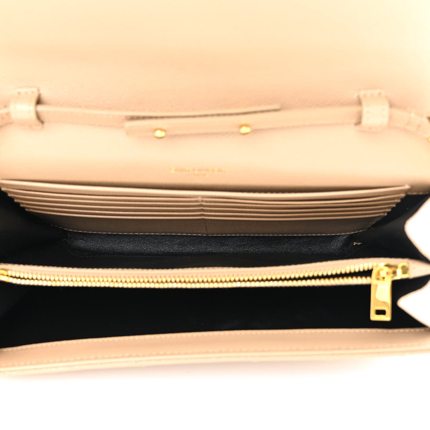 Grain De Poudre Matelasse Chevron Monogram Chain Wallet Dark Beige
