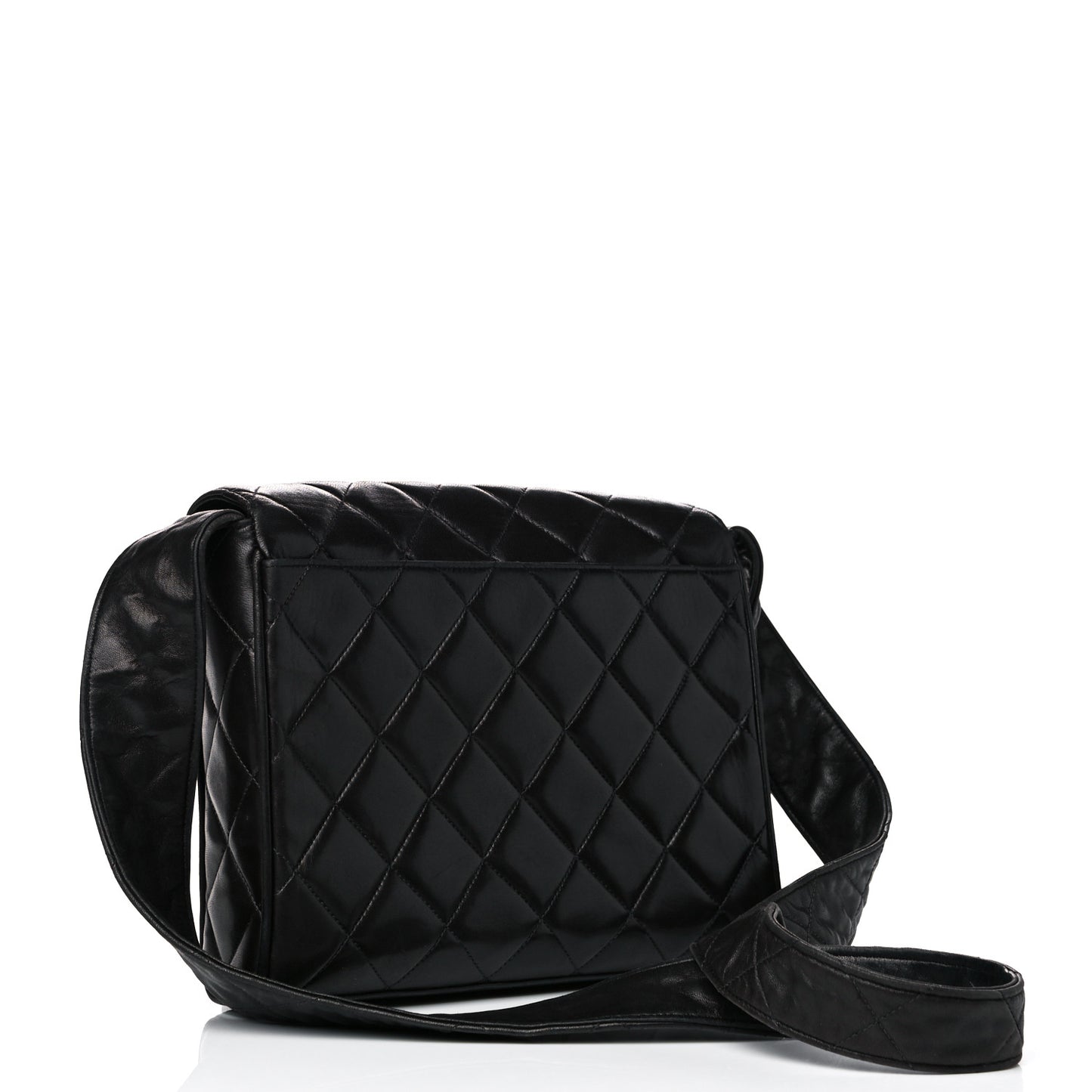 Lambskin Quilted CC Flap Shoulder Bag Black