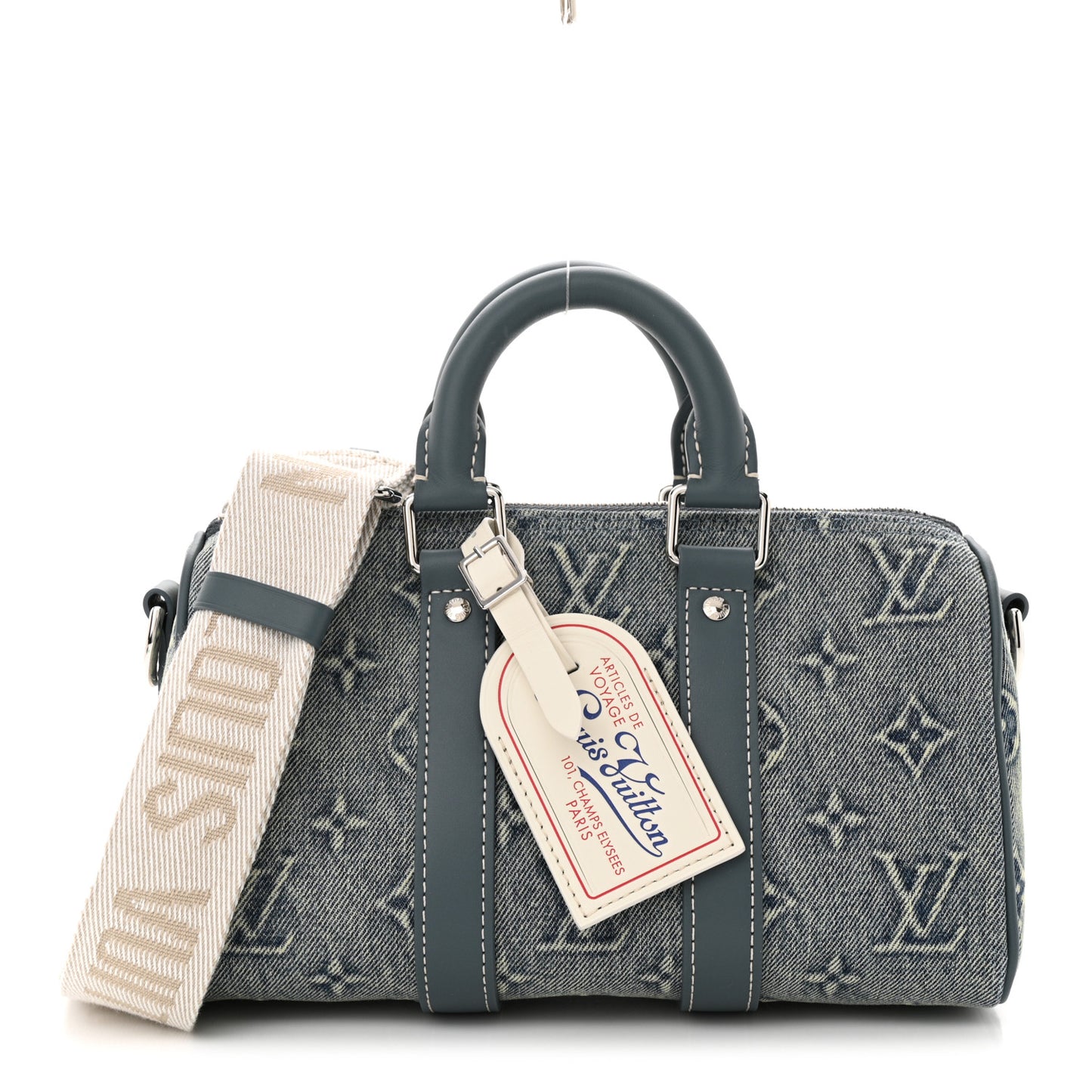 Monogram Washed Denim Keepall Bandouliere 25