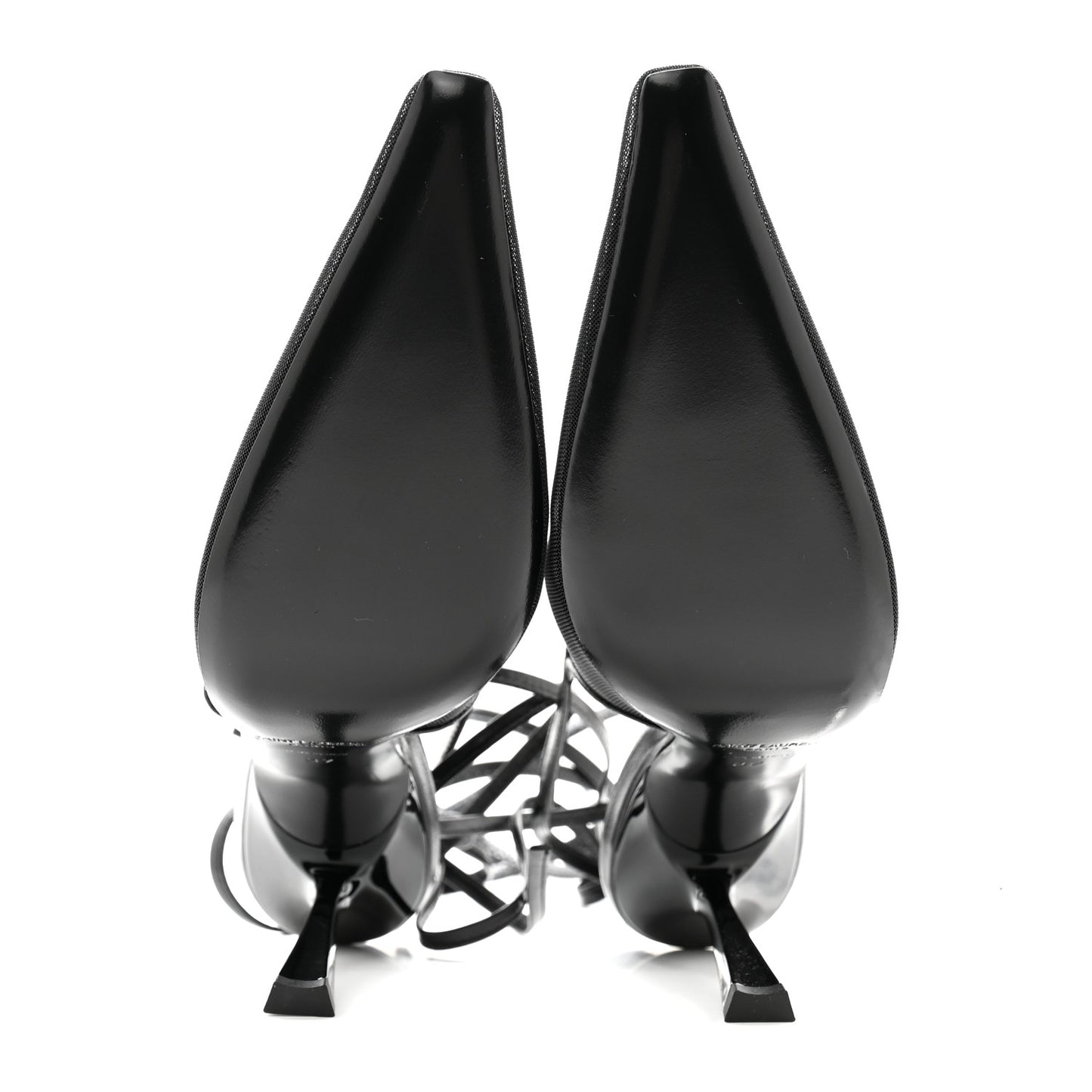 Tulle Mesh Lambskin Oxails 110 Ankle Tie Pumps 37 Black