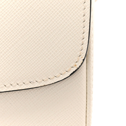 Prada Saffiano Lux Embleme Flap Shoulder Bag White 10 of 12