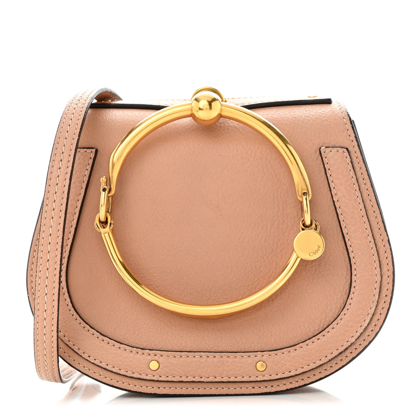 Calfskin Suede Small Nile Bracelet Bag Biscotti Beige