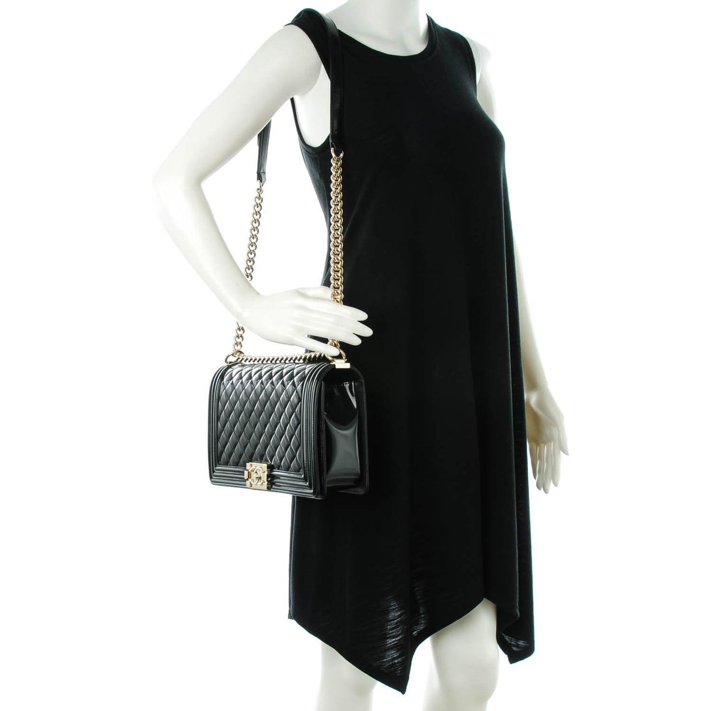 Iridescent Calfskin Quilted Medium Boy Flap Black