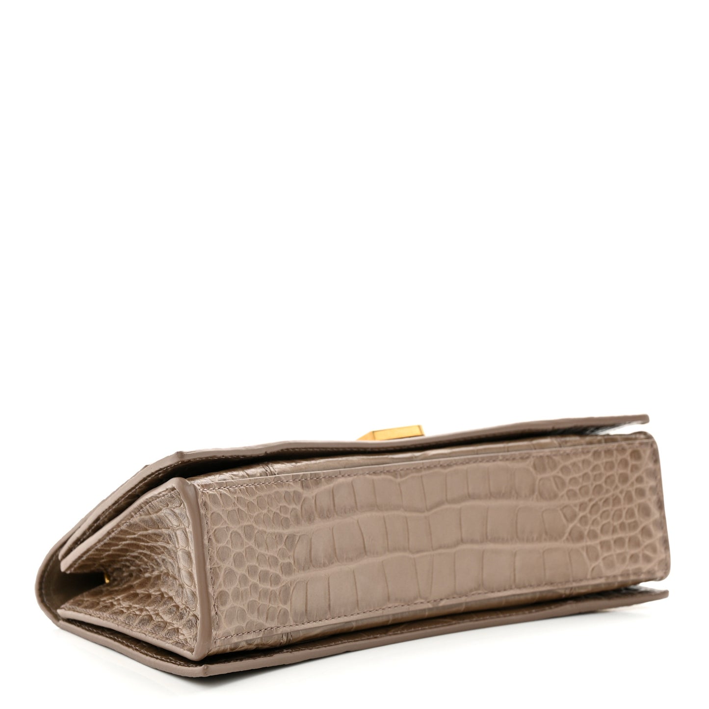 Extra Supple Calfskin Crocodile Embossed Small Crush Chain Bag Dark Mink Grey