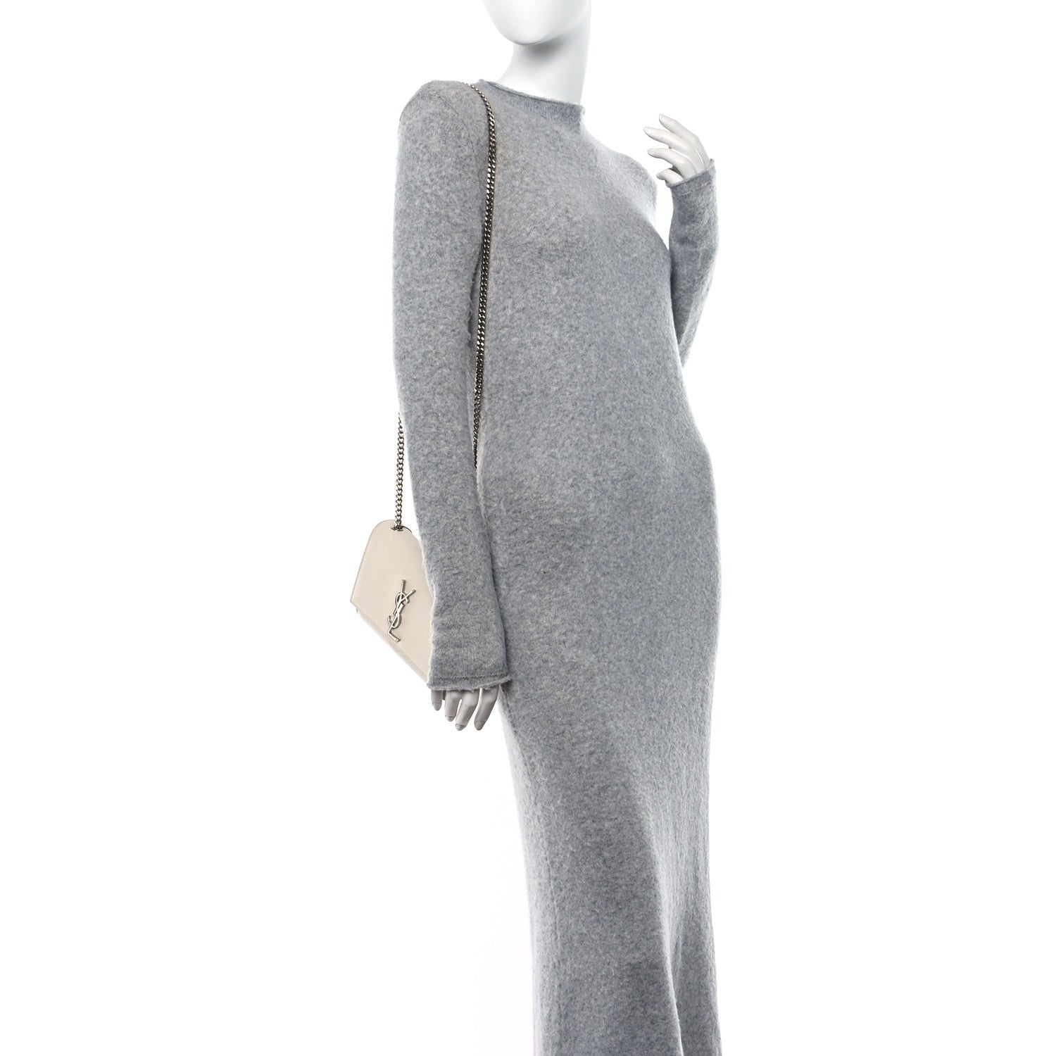 Saint Laurent Grain De Poudre Small Monogram Kate Satchel Blanc Vintage 2 of 17