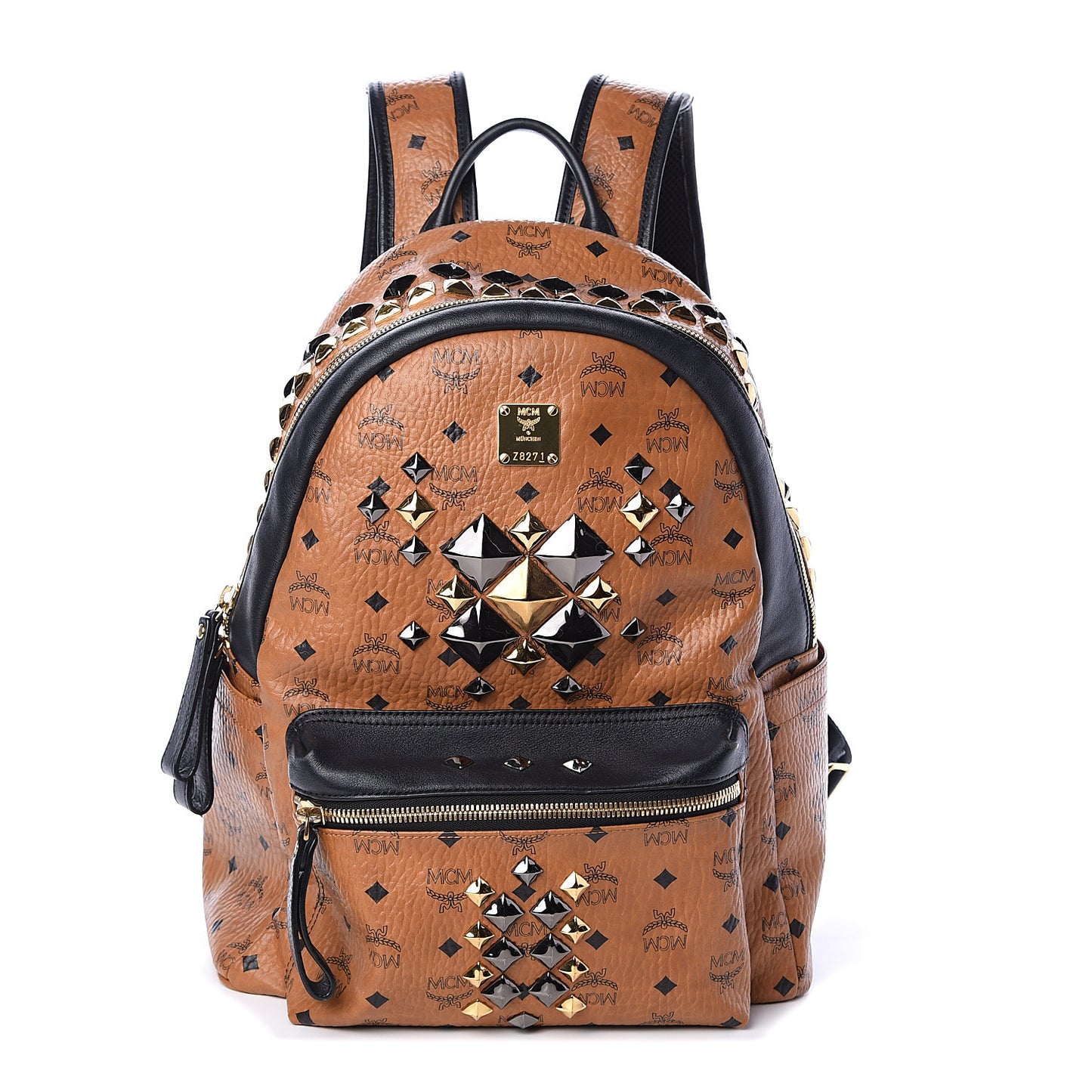 Visetos Studded Colorblock Medium Stark Brock Backpack Cognac Black