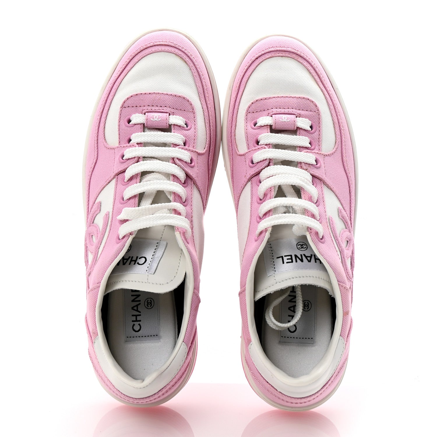 Chanel Cotton Sneakers 39 Pink White 2 of 10