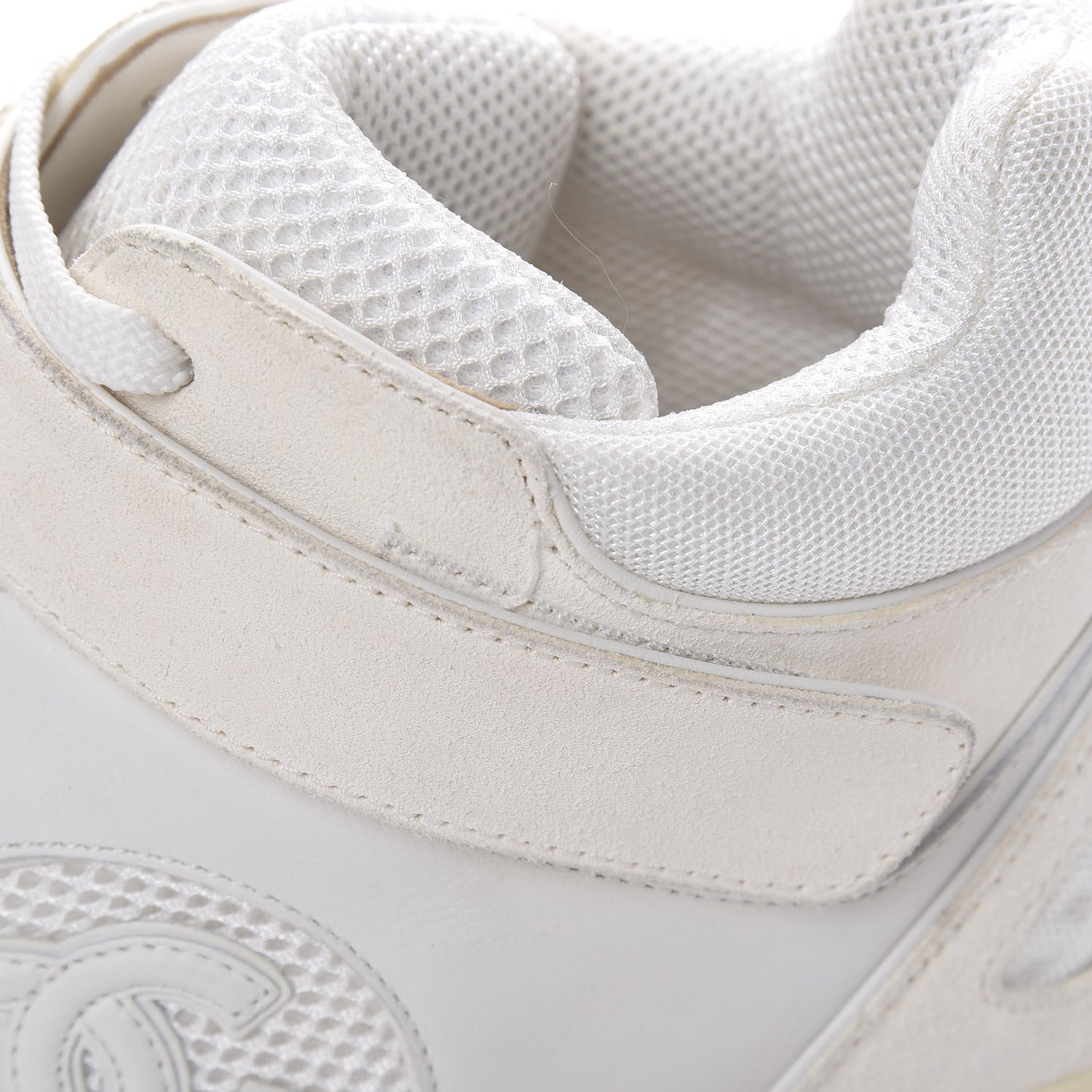 Suede Calfskin Neoprene High Top CC Sneakers 39 White Multicolor