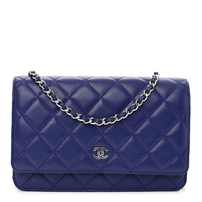 Chanel Lambskin Quilted Wallet On Chain WOC Blue 1 of 11