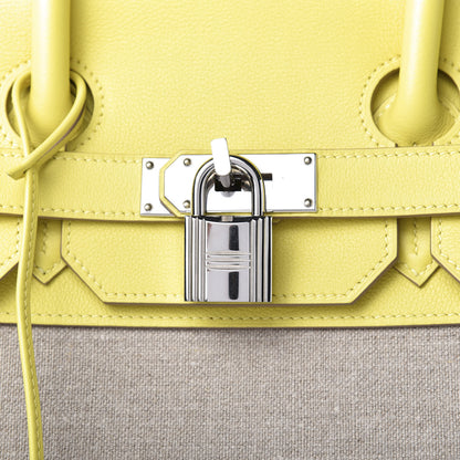 Hermes Toile De Camp Evercolor HAC Birkin 40 Ficelle Lime 11 of 11