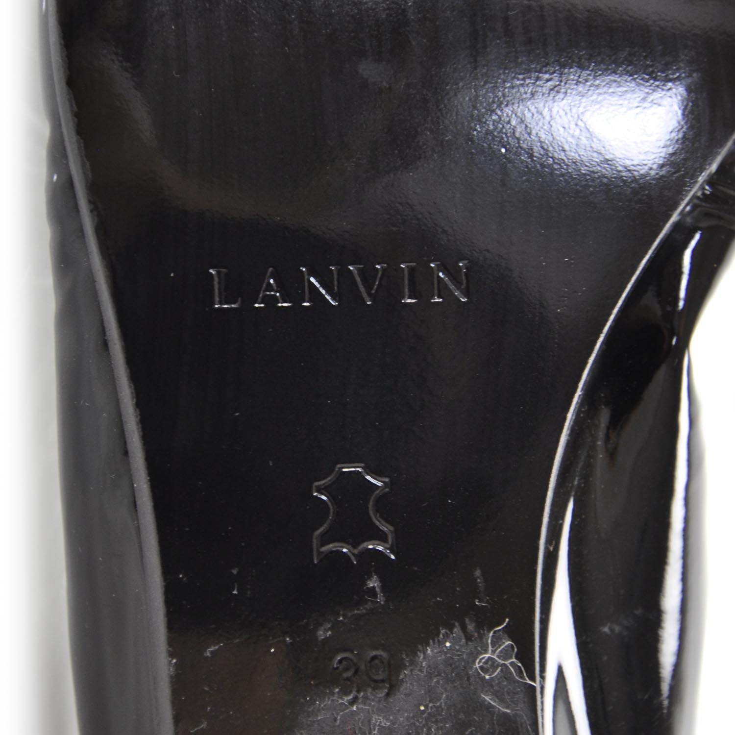 Lanvin Patent Leather Elastic Ballet Flats 39 Black 6 of 6