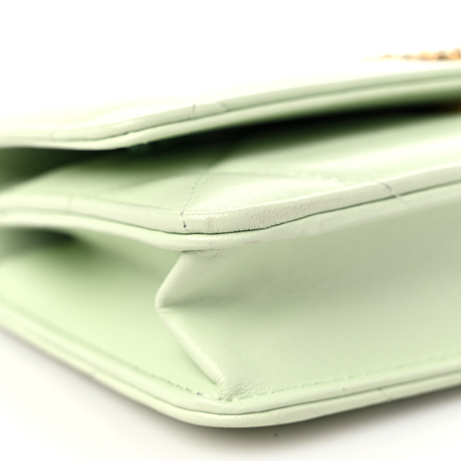 Chanel Lambskin Quilted Chanel 19 Wallet On Chain WOC Light Green 9 of 15