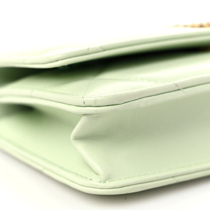 Chanel Lambskin Quilted Chanel 19 Wallet On Chain WOC Light Green 9 of 15