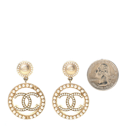 Chanel Pearl CC Drop Earrings Light Gold 2 of 5