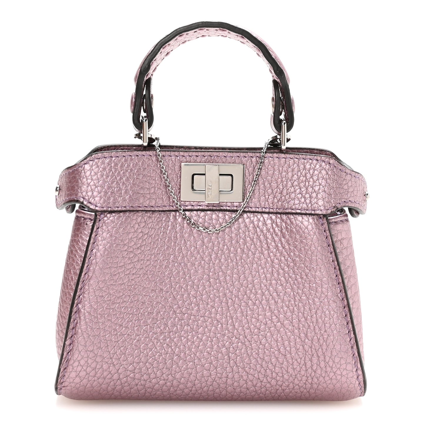 Metallic Cuoio Romano Selleria Nano Peekaboo Satchel Purple