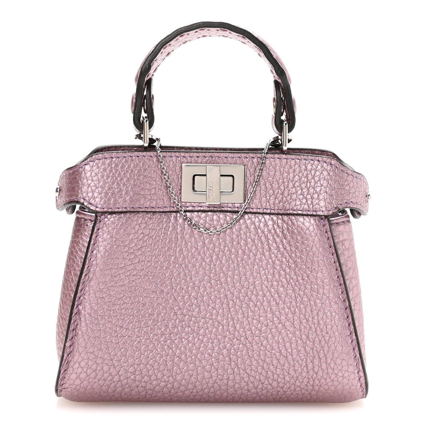 Fendi Metallic Cuoio Romano Selleria Nano Peekaboo Satchel Purple 1 of 11