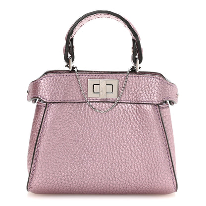 Fendi Metallic Cuoio Romano Selleria Nano Peekaboo Satchel Purple 1 of 11