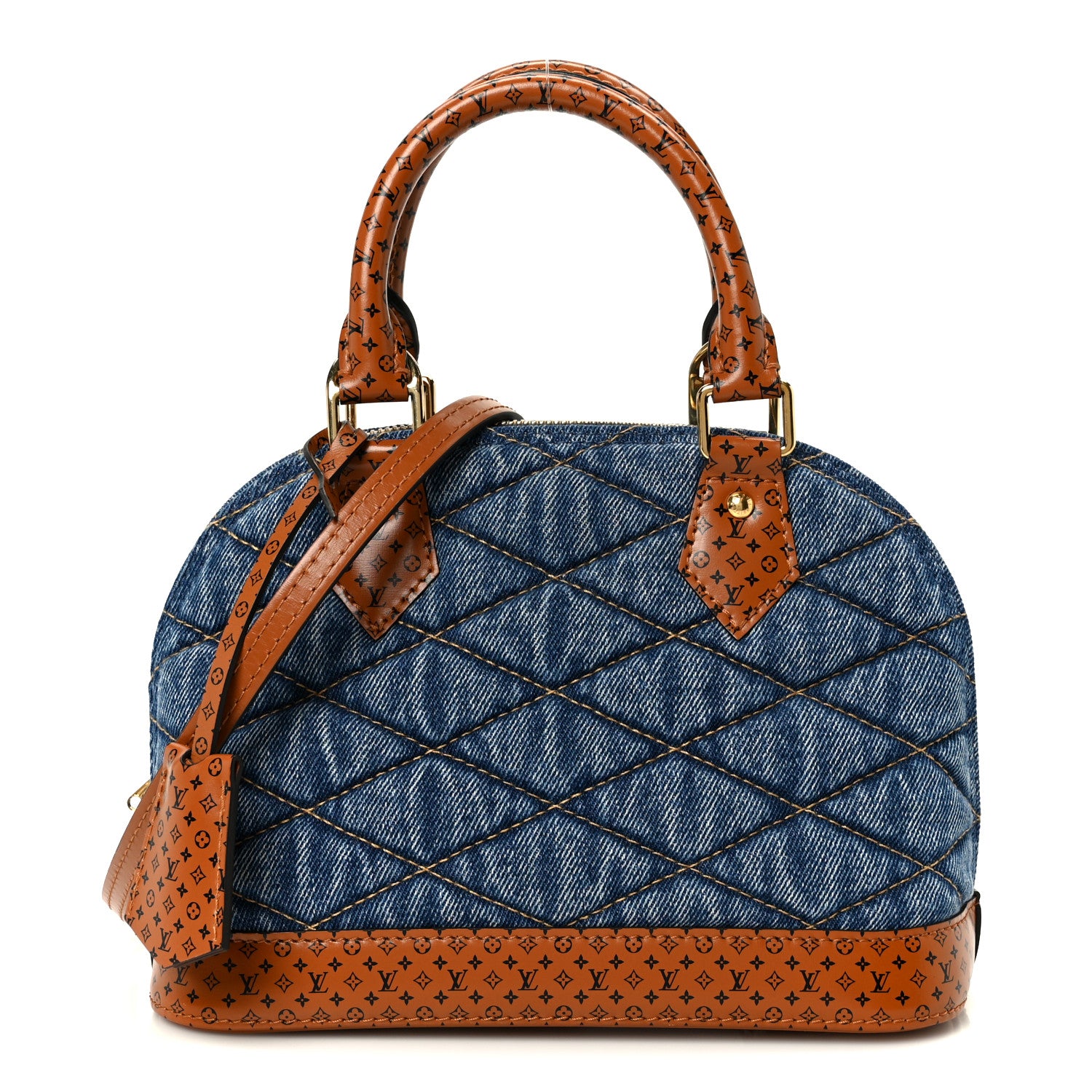 Louis Vuitton Denim Calfskin Reverse Monogram Malletage Alma BB Blue 1 of 12