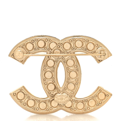 Chanel Metal Crystal Graduated Pearl CC Brooch Gold 3 of 4