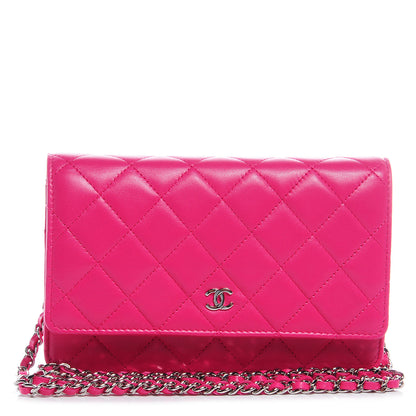 Chanel Lambskin Wallet On Chain WOC Dark Pink 1 of 9