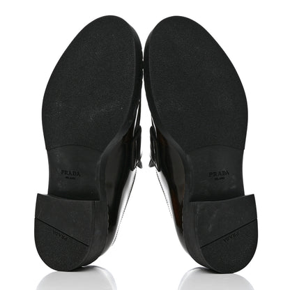 Prada Spazzolato Metal Triangle Logo 50mm Loafers 40.5 Bruciatio Fume 5 of 9