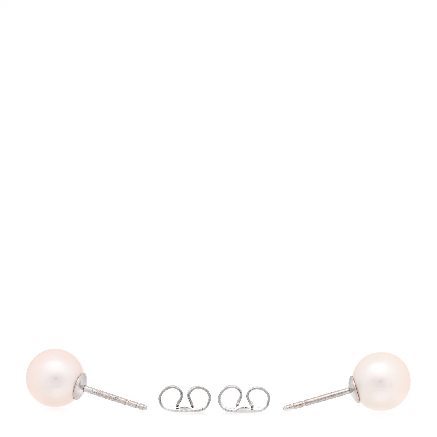 Tiffany 18K White Gold Cultured Pearl 8-8.5mm Earrings 3 of 5