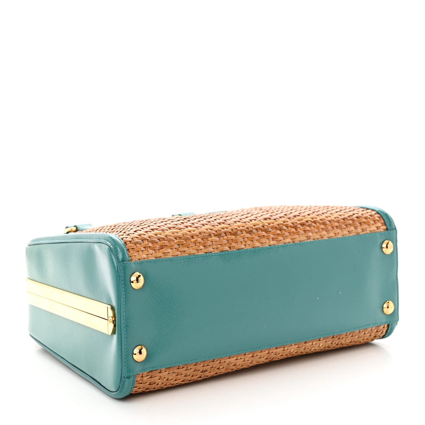 Midollino Saffiano Pyramid Bag Naturale Turquoise