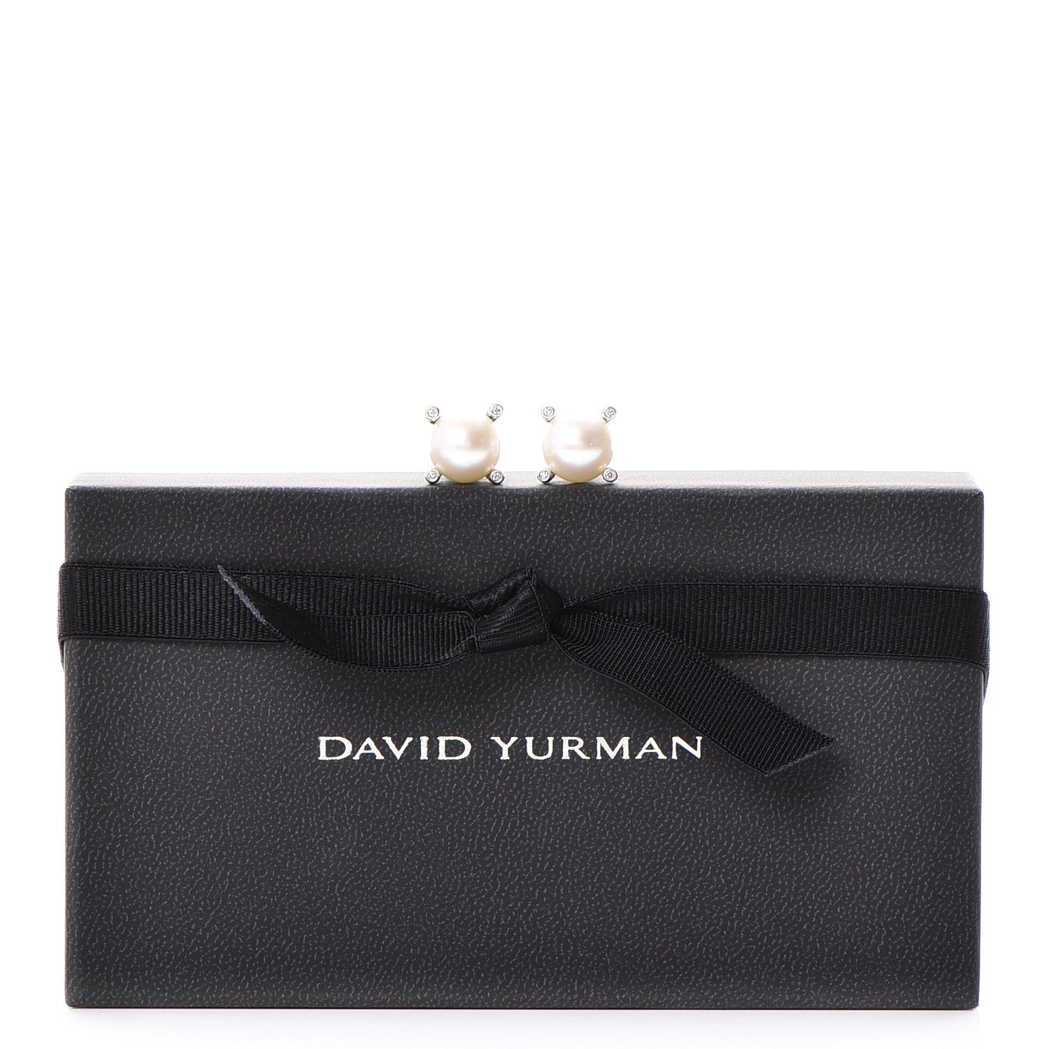 David Yurman Sterling Silver Diamond Pearl 9.5mm Earrings 5 of 5