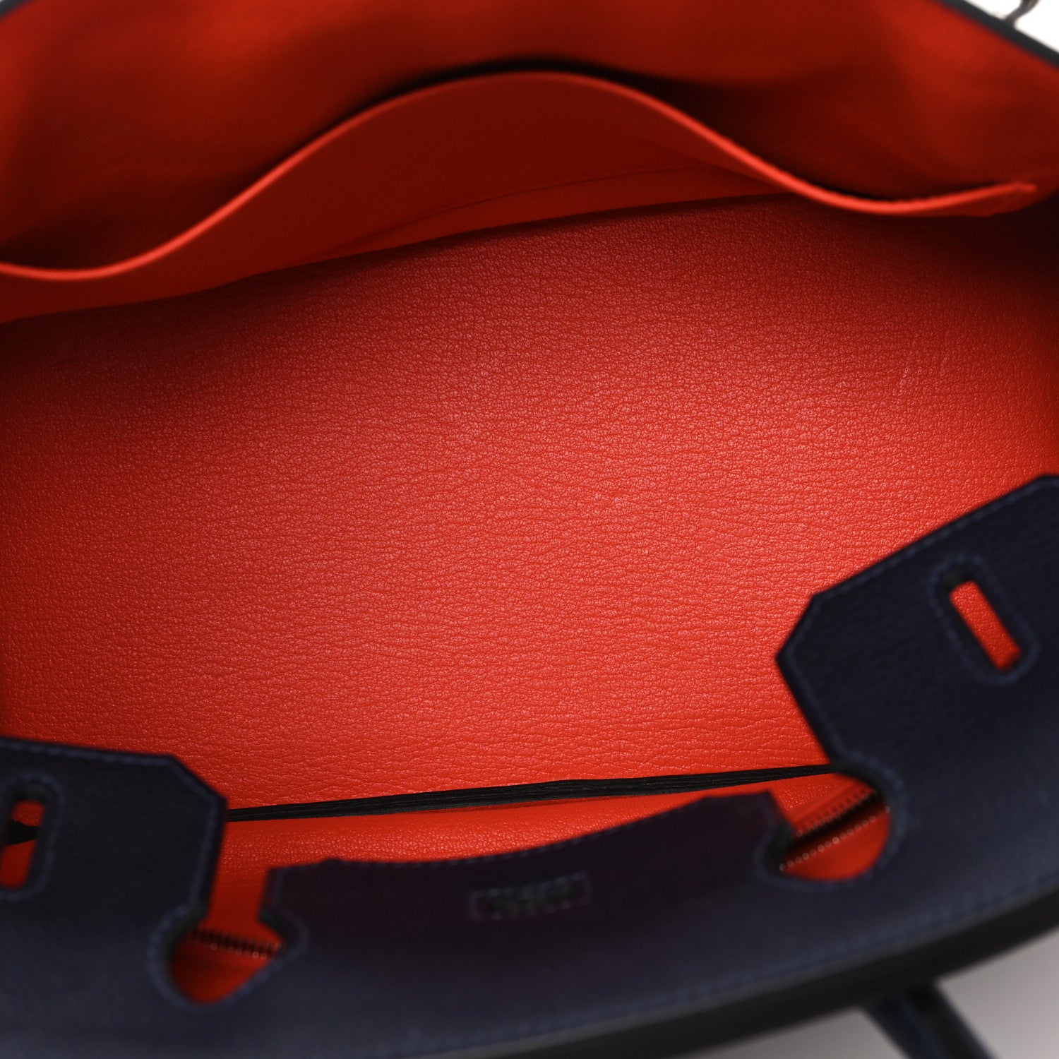Hermes Togo Birkin Verso 30 Bleu Nuit Orange Poppy 5 of 12