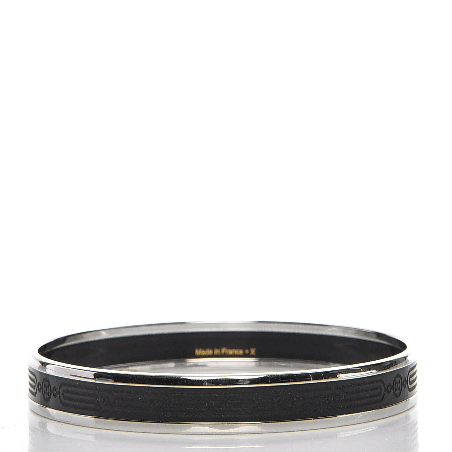 Hermes Enamel Printed Narrow Sellier Bracelet 65 Black 3 of 6