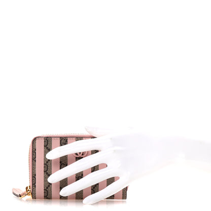 Gucci Supreme Monogram Vitello Eclipse Enamel Striped GG Key Card Case Beige Ebony Pink 2 of 8