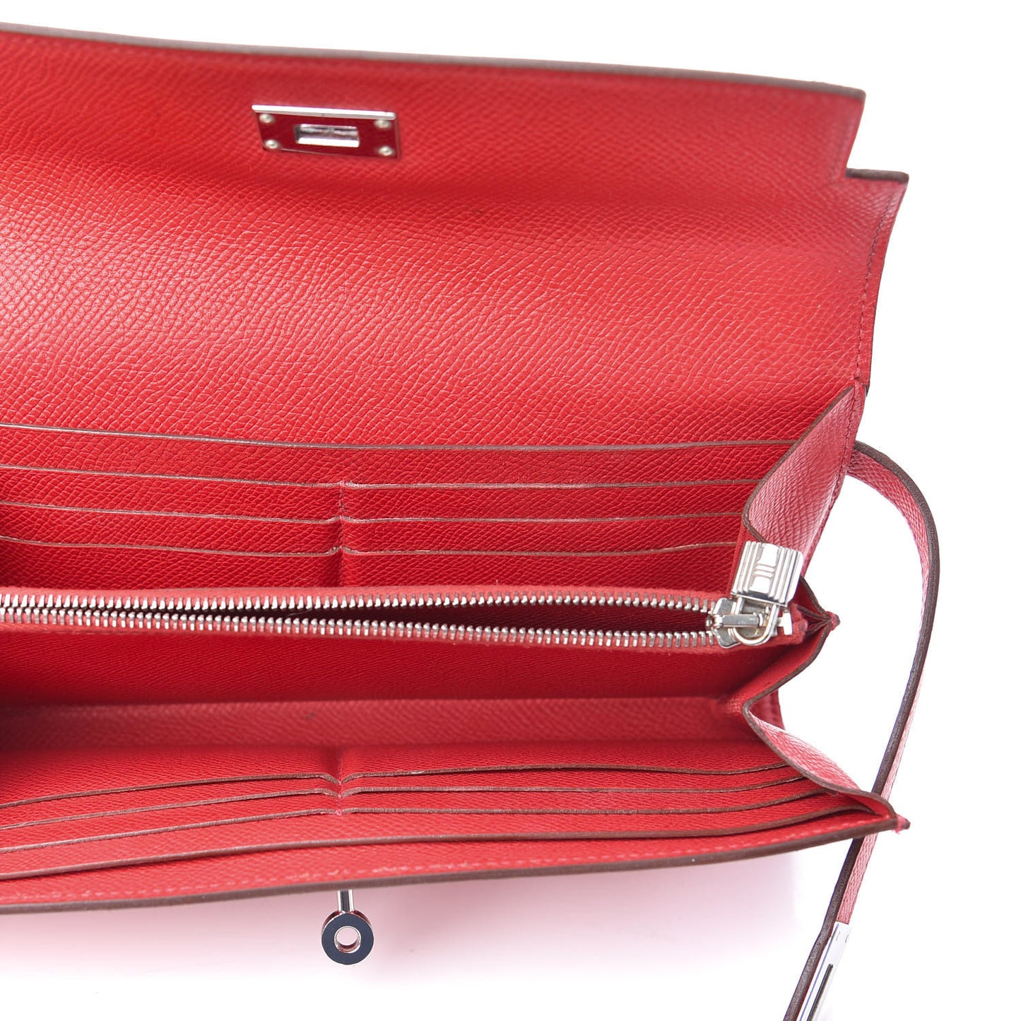 Epsom Kelly Longue Wallet Rouge Casaque