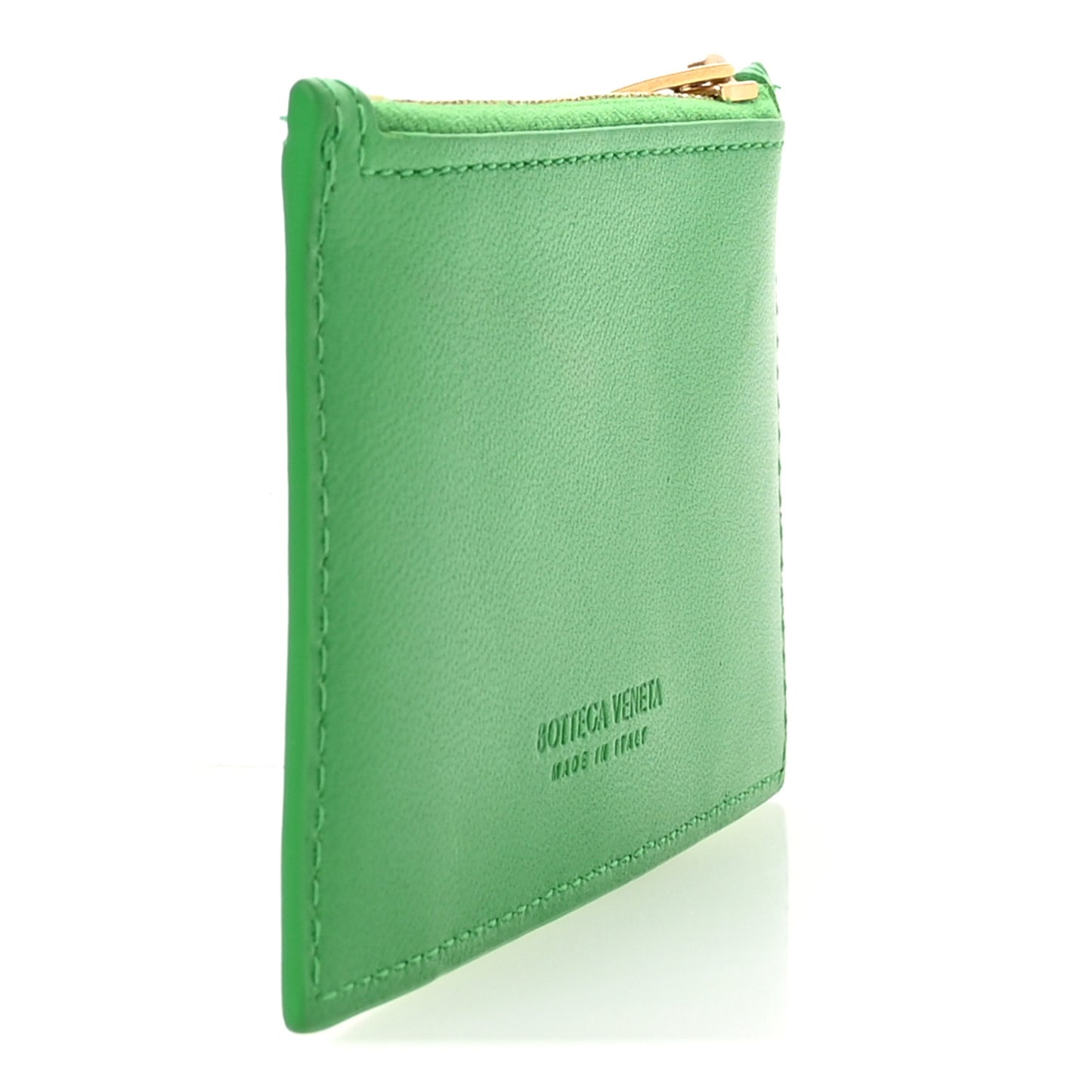 Nappa Intrecciato Zipped Card Case Parakeet