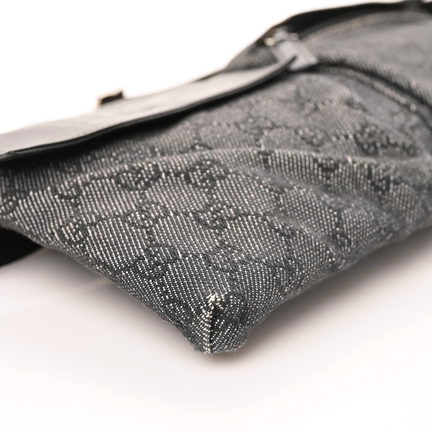 Denim Monogram Double Pocket Belt Bag Black