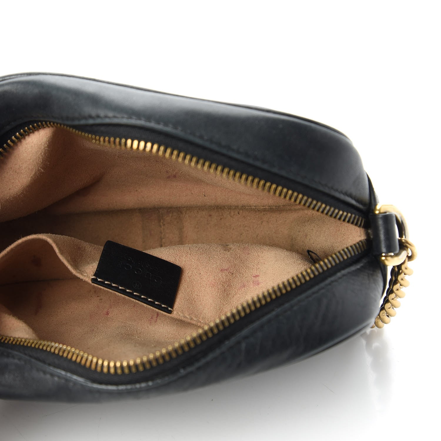 Gucci Calfskin Matelasse Mini GG Marmont Chain Shoulder Bag Black 5 of 12