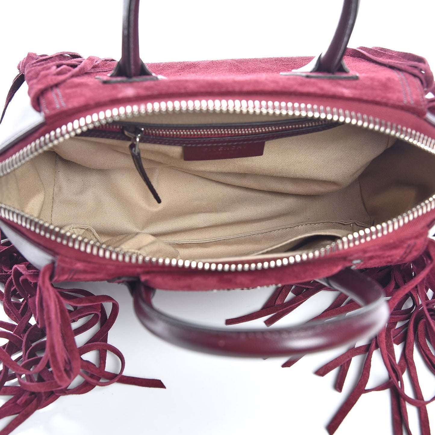 Calfskin Suede Small Fringe Antigona Burgundy