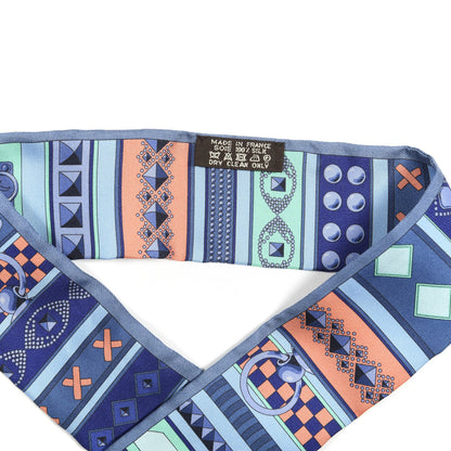 Hermes Silk Colliers de Chiens Twilly Blue Jean Vert Coral 2 of 4
