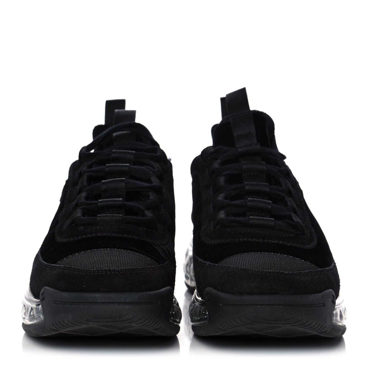 Chanel Suede Calfskin Velvet Grosgrain CC Sneakers 39 Black 2 of 9
