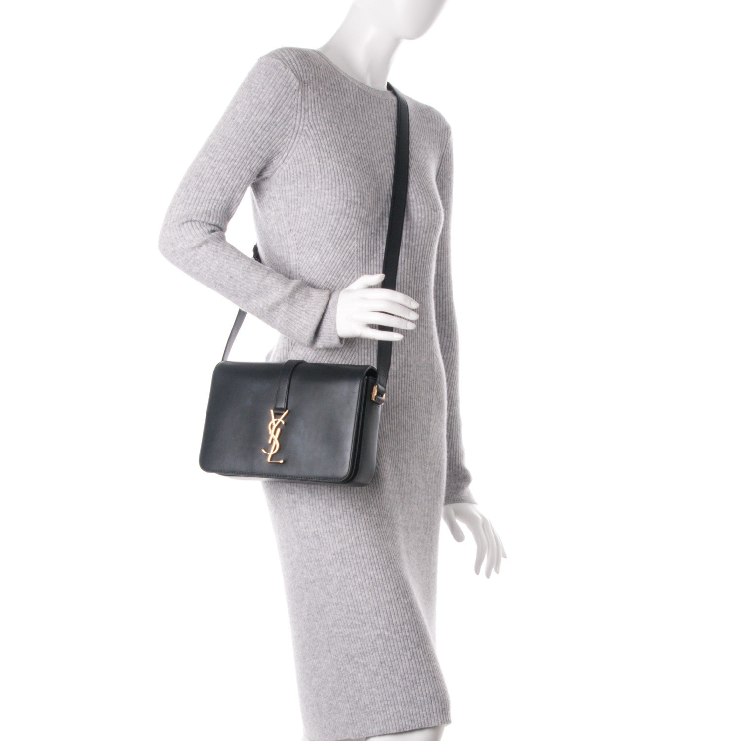 Saint Laurent Smooth Calfskin Medium Classic Monogram Universite Bag Black 2 of 6