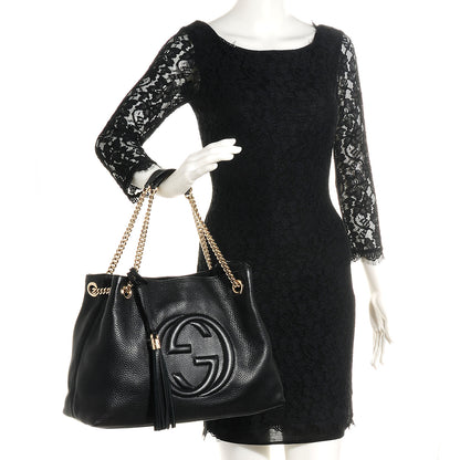 Gucci Pebbled Calfskin Medium Soho Chain Shoulder Bag Black 2 of 9