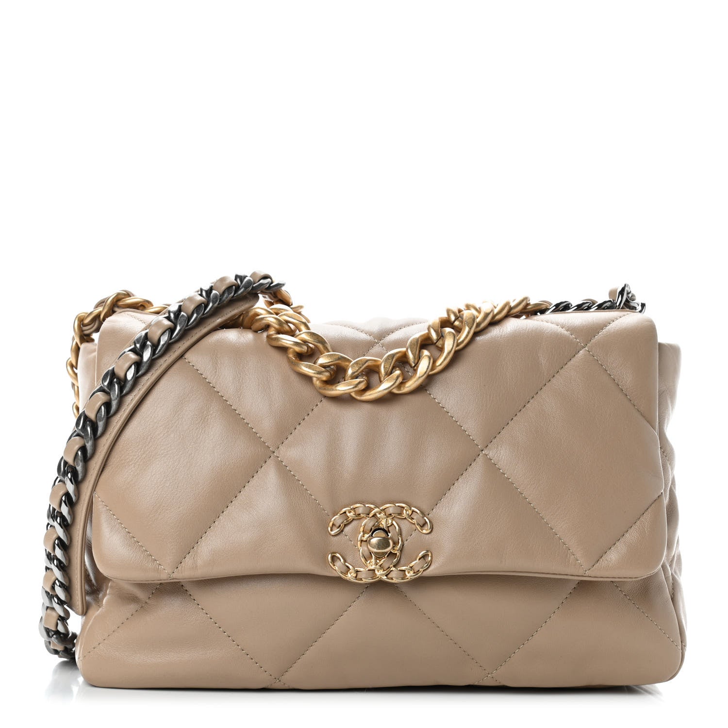Chanel Quilted Large Chanel 19 Flap Dark Beige 2 of 17