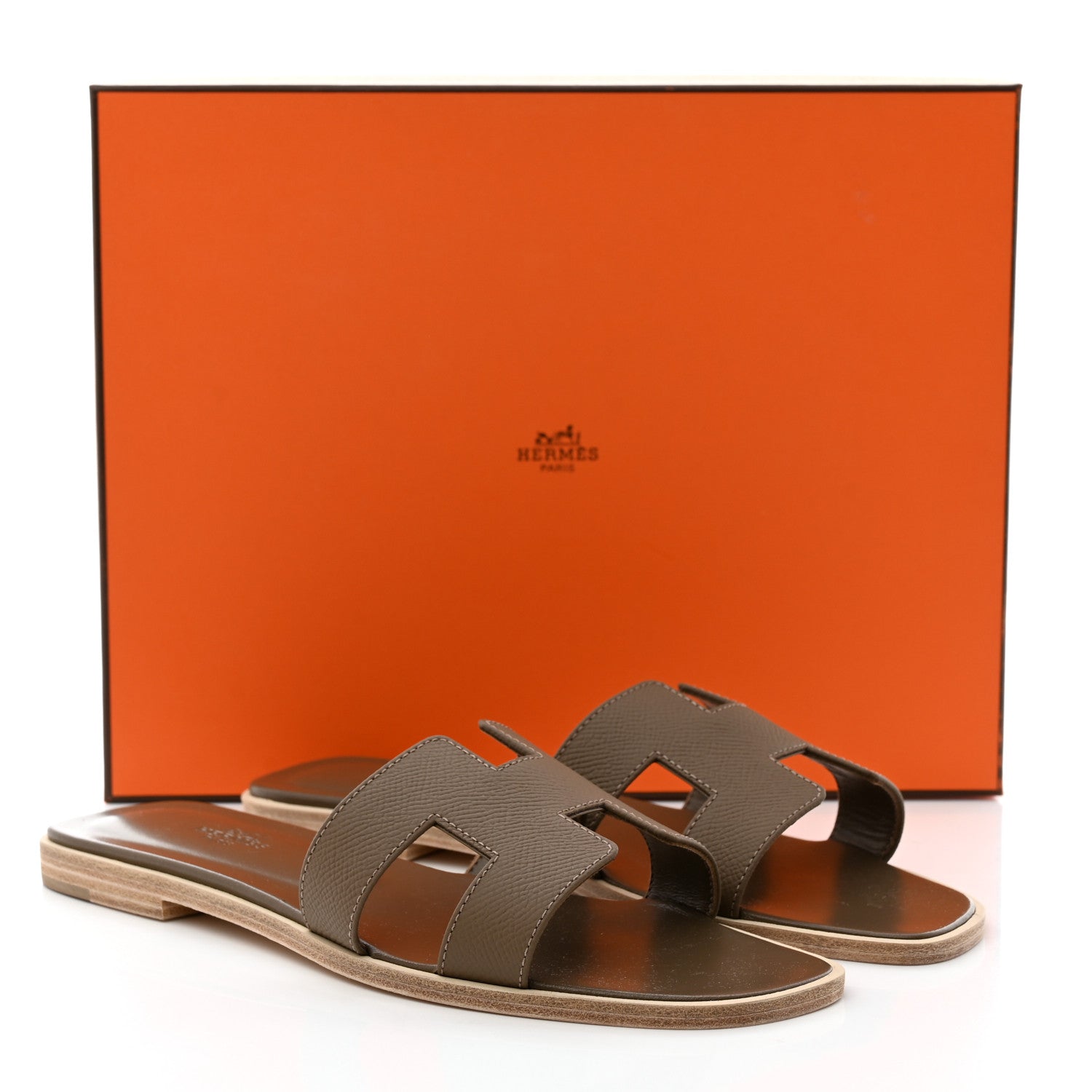 Hermes Epsom Oran Sandals 38 Etoupe 9 of 9