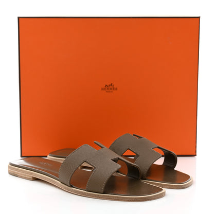 Hermes Epsom Oran Sandals 38 Etoupe 9 of 9